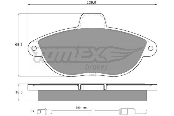 TOMEX BRAKES Piduriklotsi komplekt,ketaspidur TX 13-35